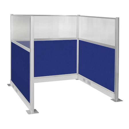 Versare Pre-Configured Hush Panel Electric Cubicle (U Shape) 6' x 6' W/ Window Royal Blue Fabric 1859403